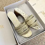 Dior Dway Heeled Slide White and Gold-Tone Gradient Butterflies Embroidered Cotton with Metallic Thread - 5