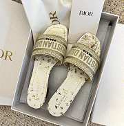 Dior Dway Heeled Slide White and Gold-Tone Gradient Butterflies Embroidered Cotton with Metallic Thread - 6