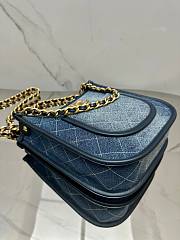 CC Hobo Handbag Washed Denim & Gold-Tone Metal Blue 24×22×6cm - 3