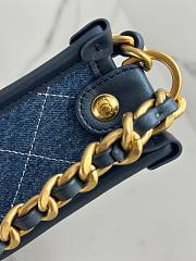 CC Hobo Handbag Washed Denim & Gold-Tone Metal Blue 24×22×6cm - 4