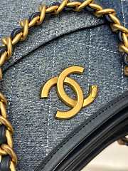 CC Hobo Handbag Washed Denim & Gold-Tone Metal Blue 24×22×6cm - 6