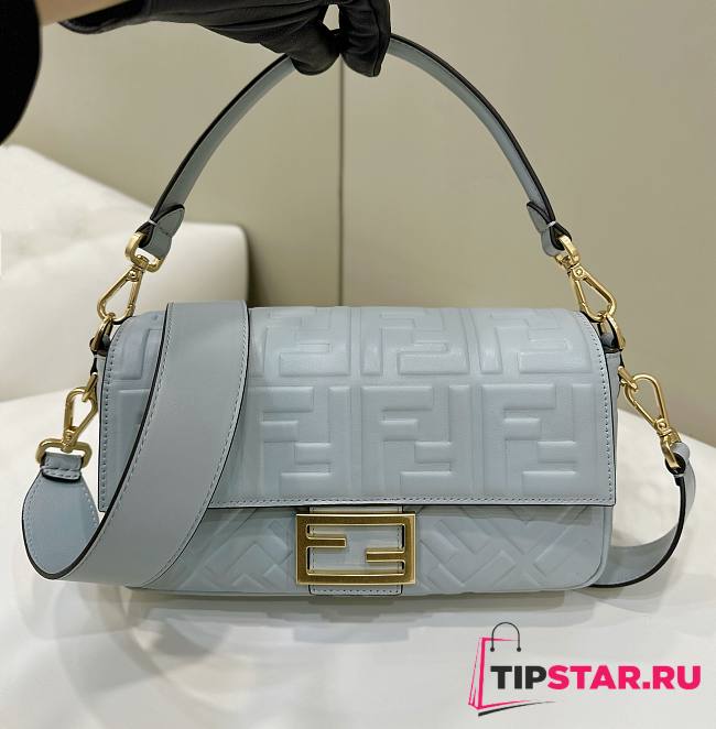 Fendi Baguette Light Blue Nappa Leather Bag 27x15x6cm - 1