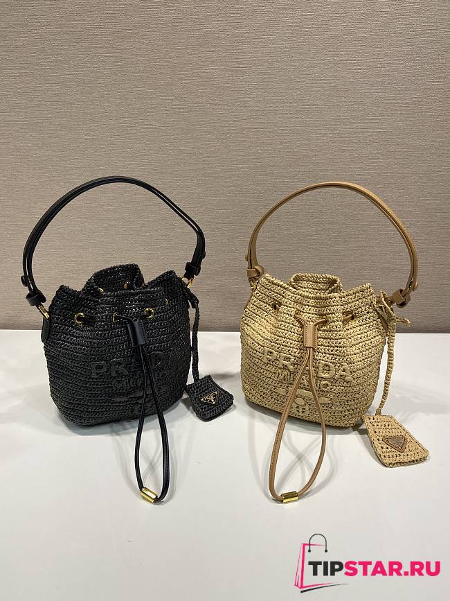 Prada Crochet And Leather Mini Bucket Bag 19x15x10cm  - 1