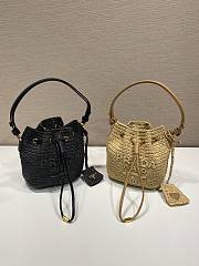 Prada Crochet And Leather Mini Bucket Bag 19x15x10cm  - 1