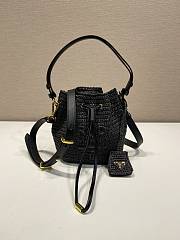 Prada Crochet And Leather Mini Bucket Bag 19x15x10cm  - 4