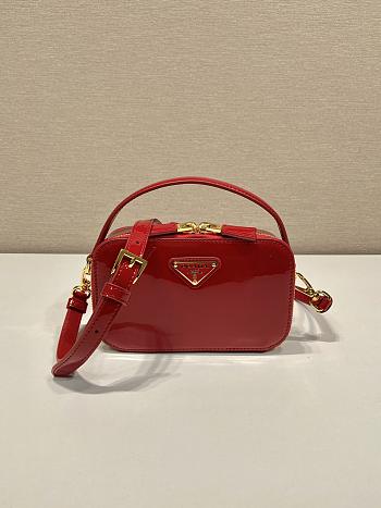 Prada Red Odette Patent Leather Mini Bag 17.5x10.5x4.5cm