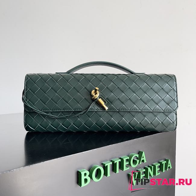 BV Long Clutch Andiamo With Handle Emerald Green 31x13x3cm Code: Tipstar60 - 1