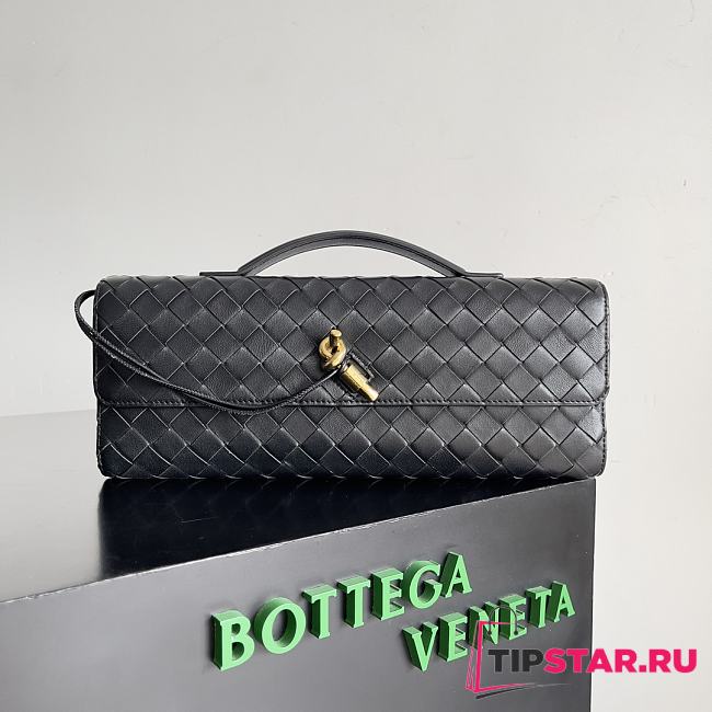 BV Long Clutch Andiamo With Handle Black 31x13x3cm - 1