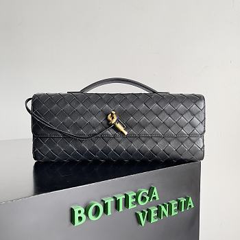 BV Long Clutch Andiamo With Handle Black 31x13x3cm