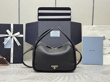 Prada Leather Handbag Black 25x18x10.5cm