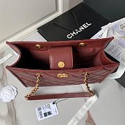 CC Small Tote Grained Calfskin & Gold Tone Dark Wine Red 24×30.5cm - 4