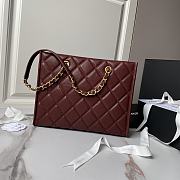 CC Small Tote Grained Calfskin & Gold Tone Dark Wine Red 24×30.5cm - 3