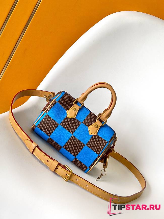 LV Speedy 18 Bandoulière Damier Pop Blue N40595 18x12x10cm  - 1