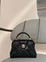 CC Mini Bag With Top Handle Shiny Lambskin Black 12×18×7cm - 2