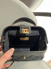 CC Mini Bag With Top Handle Shiny Lambskin Black 12×18×7cm - 3