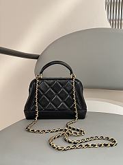 CC Mini Bag With Top Handle Shiny Lambskin Black 12×18×7cm - 6