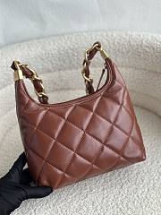 CC Small Hobo Bag Shiny Lambskin & Gold-Tone Metal Brown 22.5×19.5×8.5cm  - 6