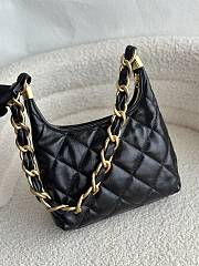 CC Small Hobo Bag Shiny Lambskin & Gold-Tone Metal Black 22.5×19.5×8.5cm - 2