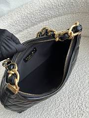 CC Hobo Handbag Shiny Lambskin & Gold-Tone Metal Black 24×26×9.5cm - 4