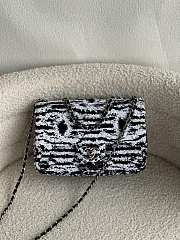 CC Small Flap Bag Sequins Black & White 14×21×8cm - 2