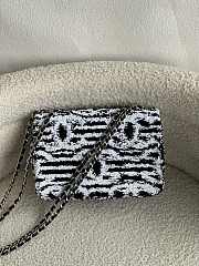 CC Small Flap Bag Sequins Black & White 14×21×8cm - 3