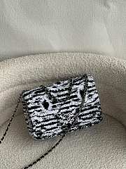 CC Small Flap Bag Sequins Black & White 14×21×8cm - 5