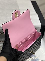 CC Rectangular Flap With Top Handle Black Pink Lambskin 20x12x6cm - 6