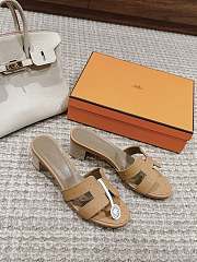 Hermes Oasis Sandal Ostrich Brown 4.5cm - 6