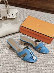 Hermes Oasis Sandal Ostrich Blue 4.5cm - 6