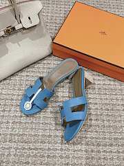 Hermes Oasis Sandal Ostrich Blue 4.5cm - 1