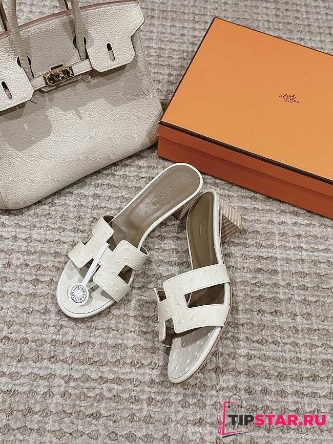 Hermes Oasis Sandal Ostrich White 4.5cm - 1