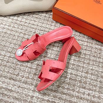 Hermes Oasis Sandal Ostrich Rose Boise Full 4.5cm