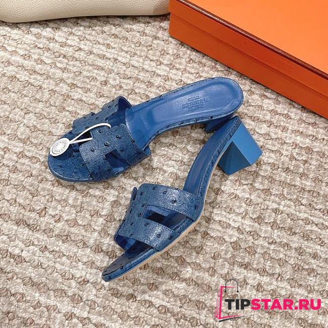 Hermes Oasis Sandal Ostrich Dark Blue Full 4.5cm - 1