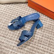 Hermes Oasis Sandal Ostrich Dark Blue Full 4.5cm - 1