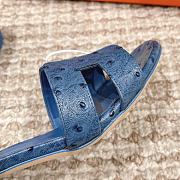 Hermes Oasis Sandal Ostrich Dark Blue Full 4.5cm - 6