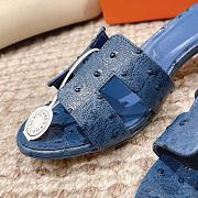 Hermes Oasis Sandal Ostrich Dark Blue Full 4.5cm - 5