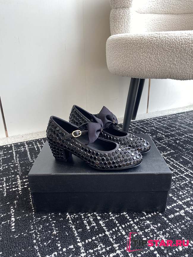 CC Mary Janes Satin Strass & Grosgrain Black - 1