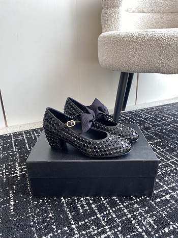 CC Mary Janes Satin Strass & Grosgrain Black