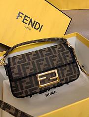 Fendi Baguette Mini Brown FF Jacquard Fabric Bag 20x13x5cm - 1