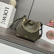 Loewe Mini Flamenco Purse Bag In Mellow Nappa Lambskin Dark Khaki Green 23x17x5.5cm - 2