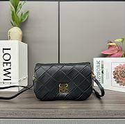 Loewe Mini Puffer Goya In Pleated Shiny Nappa Lambskin Black 20x6x13 - 1