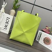 Loewe Medium Puzzle Fold Tote In Shiny Calfskin Meadow Green 25.5x14.5x31.5cm - 3