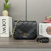 Loewe Puffer Goya In Pleated Shiny Nappa Lambskin Black 23x9x17cm - 1