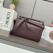 Loewe Small Puzzle Bag In Classic Calfskin Dark Burgundy 24x10.5x16.5cm - 3