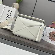 Loewe Small Puzzle Bag In Satin Calfskin White Size 24*10.5*16.5cm - 3