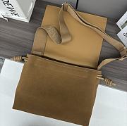 Loewe Flamenco Satchel in Suede Leather Brown 34x12x24cm - 3