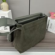 Loewe Flamenco Satchel in Suede Leather Olive 34x12x24cm - 6