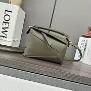 Loewe Mini Puzzle Bag In Classic Calfskin Dark Khaki Green 18x12.5x8cm - 3