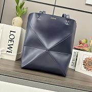 Loewe Medium Puzzle Fold Tote In Shiny Calfskin Abyss Blue 25.5x14.5x31.5cm - 5