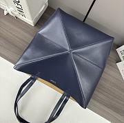 Loewe Medium Puzzle Fold Tote In Shiny Calfskin Abyss Blue 25.5x14.5x31.5cm - 3